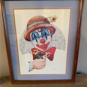 Tom Woods Clown Art Print with Red and Blue Accents